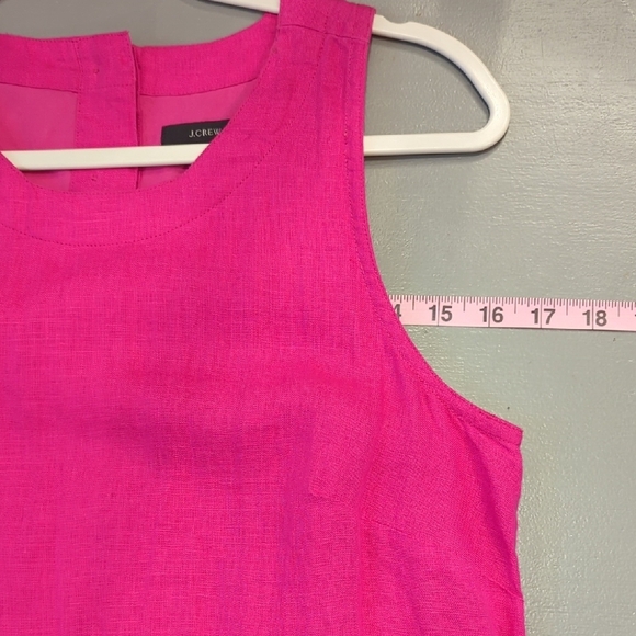 J Crew 100% Linen Dress Sleeveless Pink Lined Button Back size XS - Picture 11 of 12